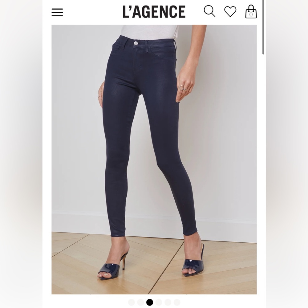 L’AGENCE Navy Coated Marguerite Skinny Jeans Sz 26